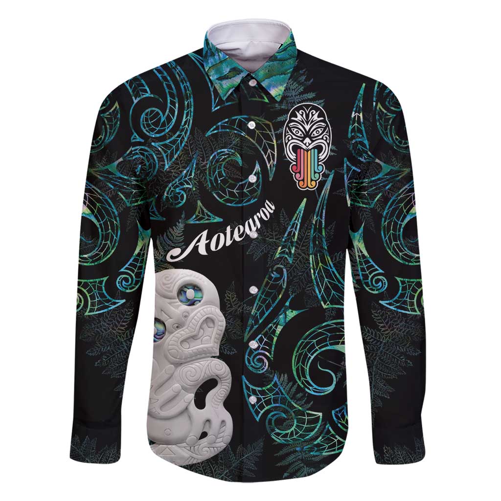 Kia Hara Te reo Maori Family Matching Off Shoulder Maxi Dress and Hawaiian Shirt Manaia Moko Mix Paua Shell