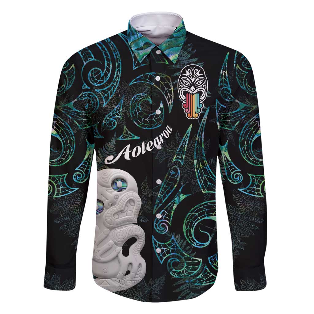 Kia Hara Te reo Maori Family Matching Short Sleeve Bodycon Dress and Hawaiian Shirt Manaia Moko Mix Paua Shell