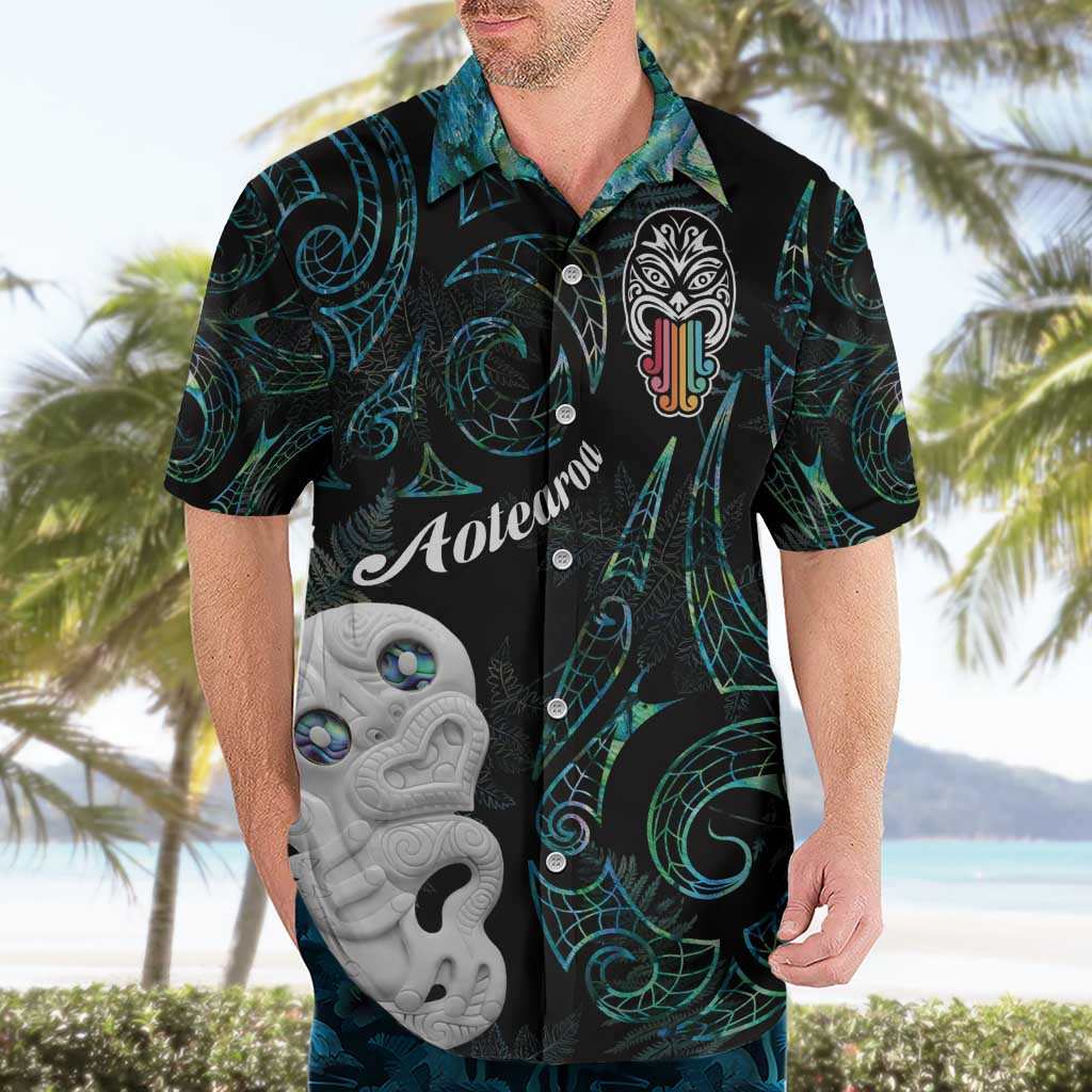 Kia Hara Te reo Maori Hawaiian Shirt Manaia Moko Mix Paua Shell