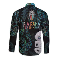 Kia Hara Te reo Maori Long Sleeve Button Shirt Manaia Moko Mix Paua Shell LT7 - Polynesian Pride