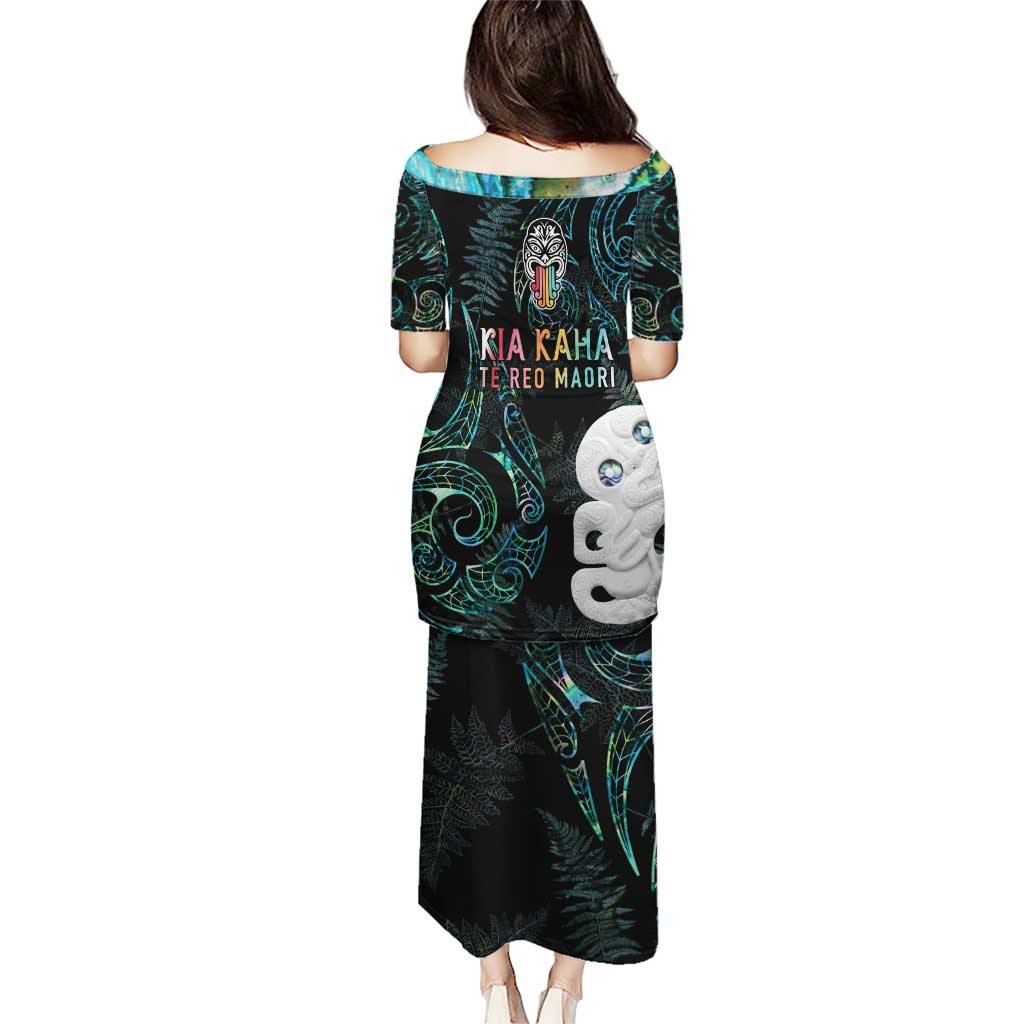 Kia Hara Te reo Maori Puletasi Manaia Moko Mix Paua Shell