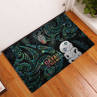 Kia Hara Te reo Maori Rubber Doormat Manaia Moko Mix Paua Shell