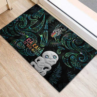 Kia Hara Te reo Maori Rubber Doormat Manaia Moko Mix Paua Shell