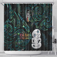 Kia Hara Te reo Maori Shower Curtain Manaia Moko Mix Paua Shell LT7 - Polynesian Pride
