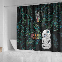 Kia Hara Te reo Maori Shower Curtain Manaia Moko Mix Paua Shell LT7 - Polynesian Pride