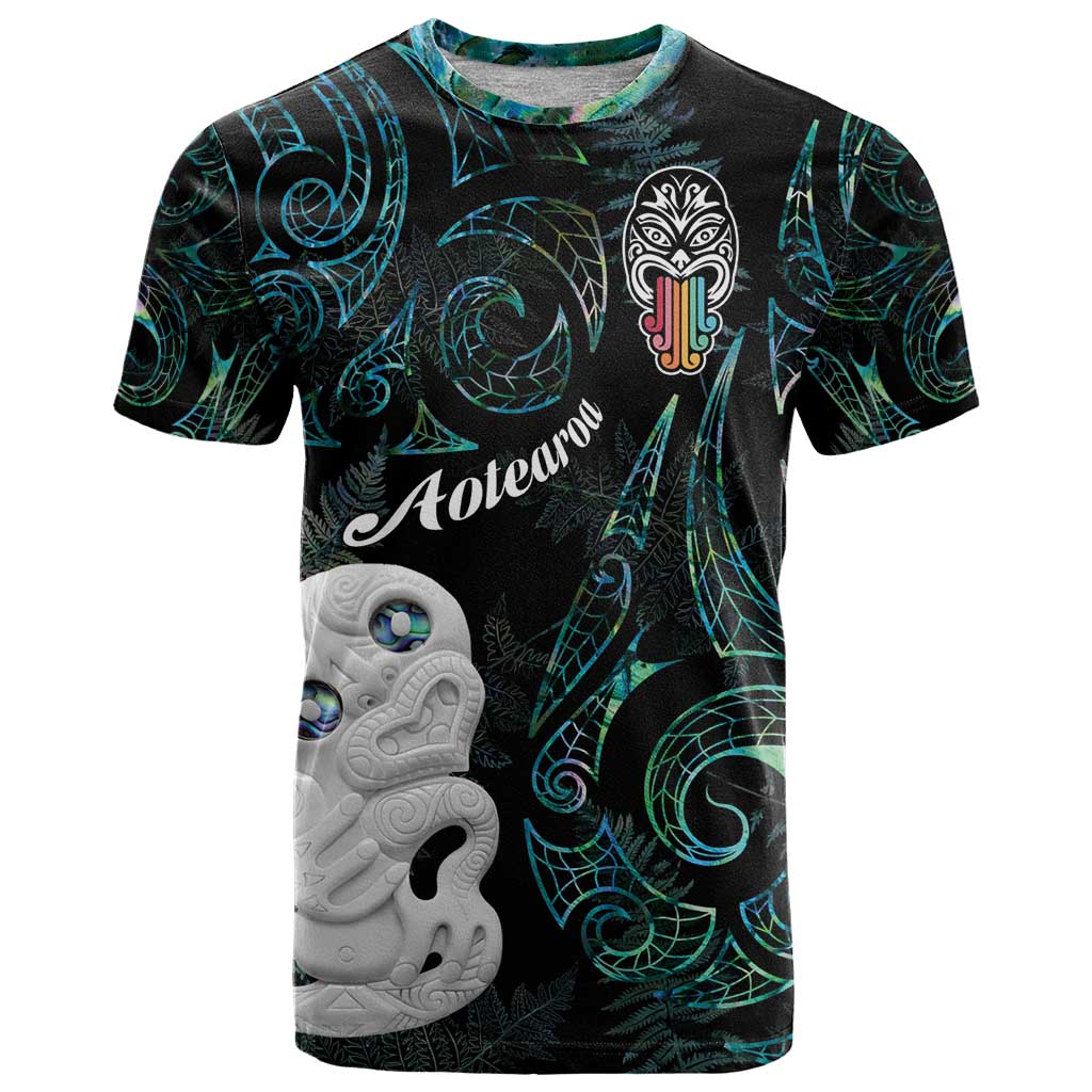Kia Hara Te reo Maori T Shirt Manaia Moko Mix Paua Shell LT7 Green - Polynesian Pride
