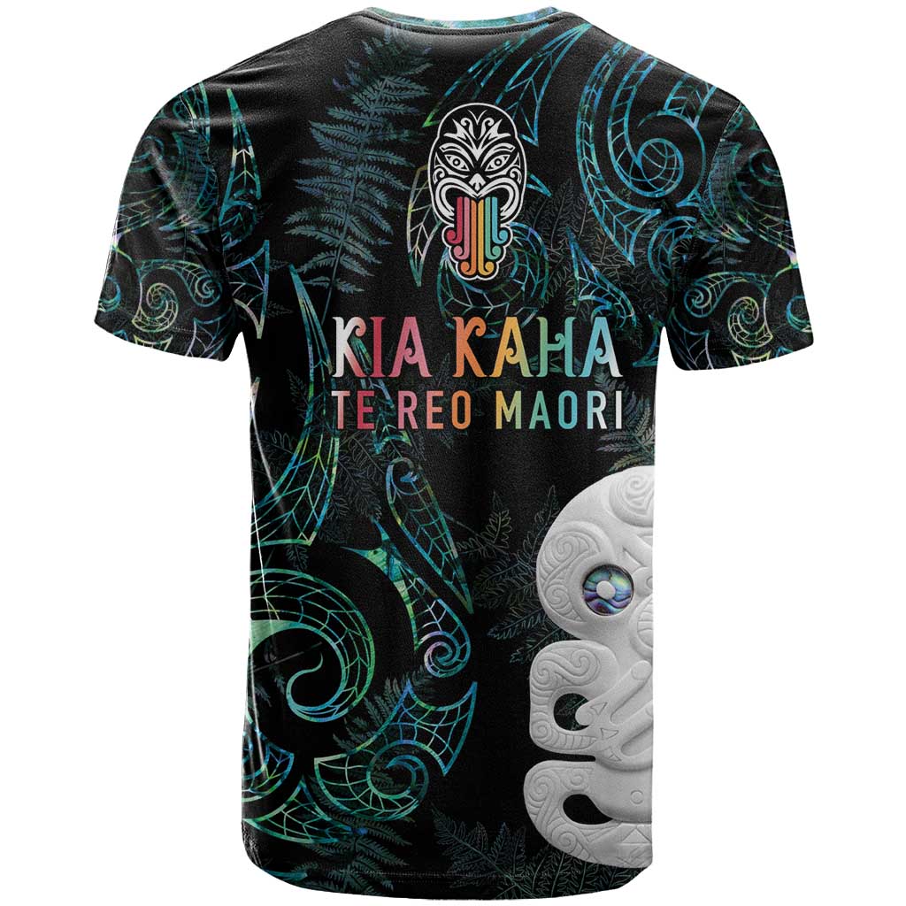 Kia Hara Te reo Maori T Shirt Manaia Moko Mix Paua Shell LT7 - Polynesian Pride