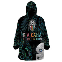 Kia Hara Te reo Maori Wearable Blanket Hoodie Manaia Moko Mix Paua Shell