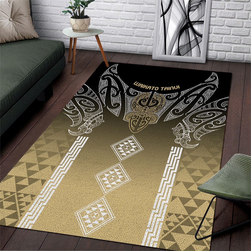 Aotearoa Maori Iwi Heritage Area Rug Waikato Tainui Parauri LT7 Earth Gold - Polynesian Pride