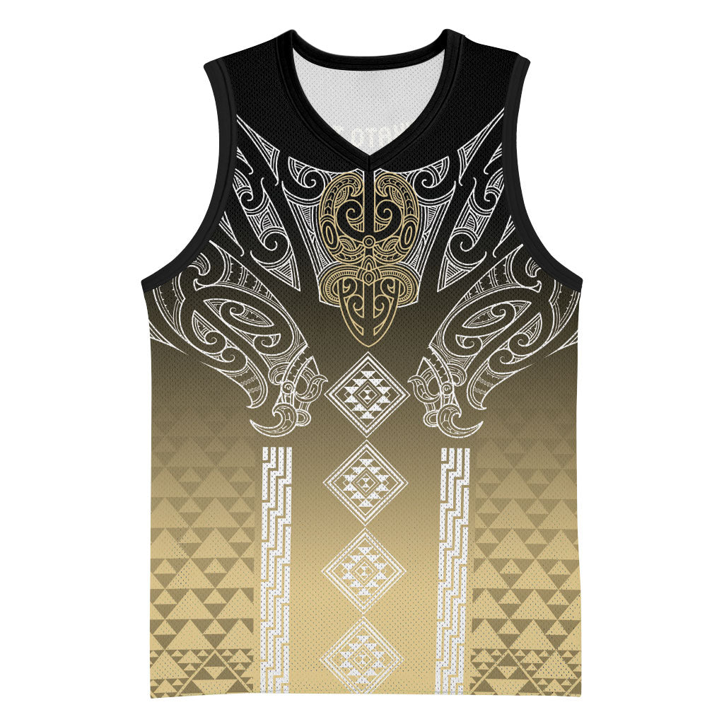 Aotearoa Maori Iwi Heritage Basketball Jersey Waikato Tainui Parauri LT7 Unisex Earth Gold - Polynesian Pride