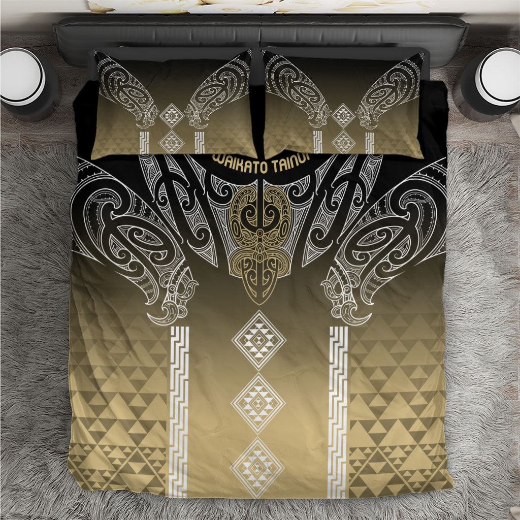 Aotearoa Maori Iwi Heritage Bedding Set Waikato Tainui Parauri LT7 Earth Gold - Polynesian Pride