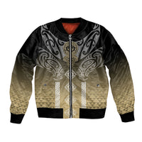 Aotearoa Maori Iwi Heritage Bomber Jacket Waikato Tainui Parauri LT7 Unisex Earth Gold - Polynesian Pride