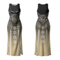 Aotearoa Maori Iwi Heritage Family Matching Tank Maxi Dress and Hawaiian Shirt Waikato Tainui Parauri LT7 Mom's Dress Earth Gold - Polynesian Pride