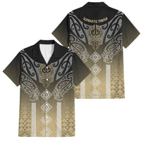Aotearoa Maori Iwi Heritage Family Matching Tank Maxi Dress and Hawaiian Shirt Waikato Tainui Parauri LT7 Dad's Shirt - Short Sleeve Earth Gold - Polynesian Pride