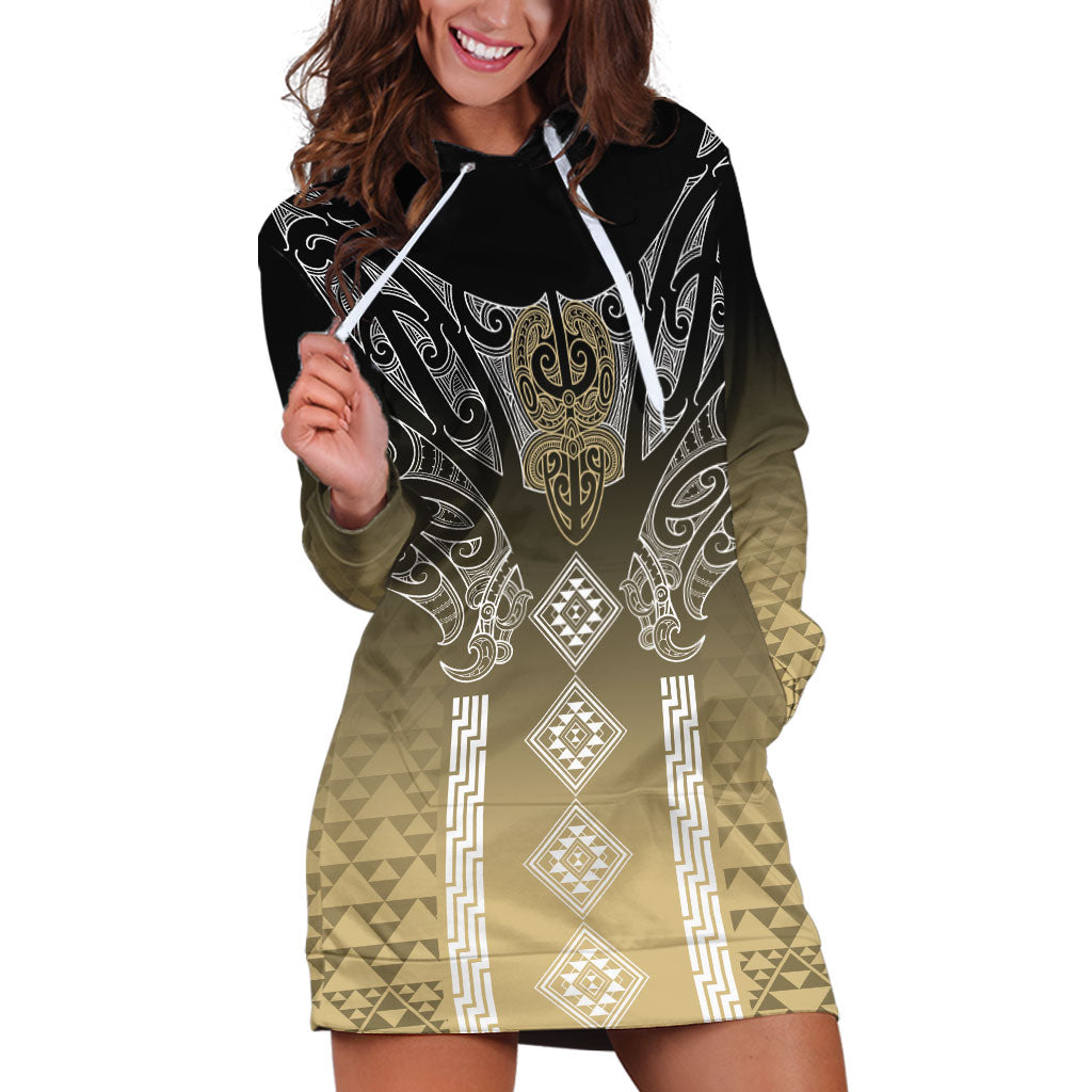 Aotearoa Maori Iwi Heritage Hoodie Dress Waikato Tainui Parauri LT7 Earth Gold - Polynesian Pride