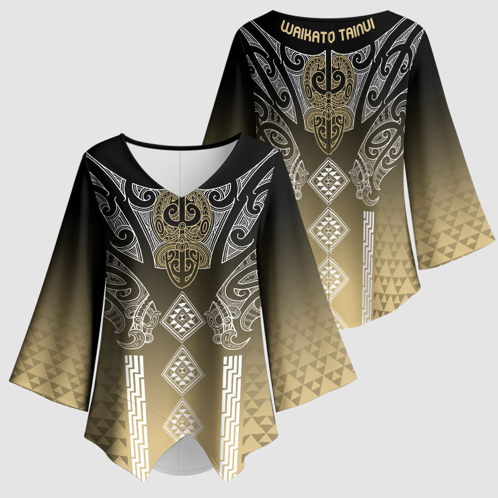 Aotearoa Maori Iwi Heritage Kimono Sleeve Blouse Waikato Tainui Parauri LT7 - Polynesian Pride