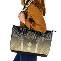 Aotearoa Maori Iwi Heritage Leather Tote Bag Waikato Tainui Parauri LT7 Earth Gold - Polynesian Pride