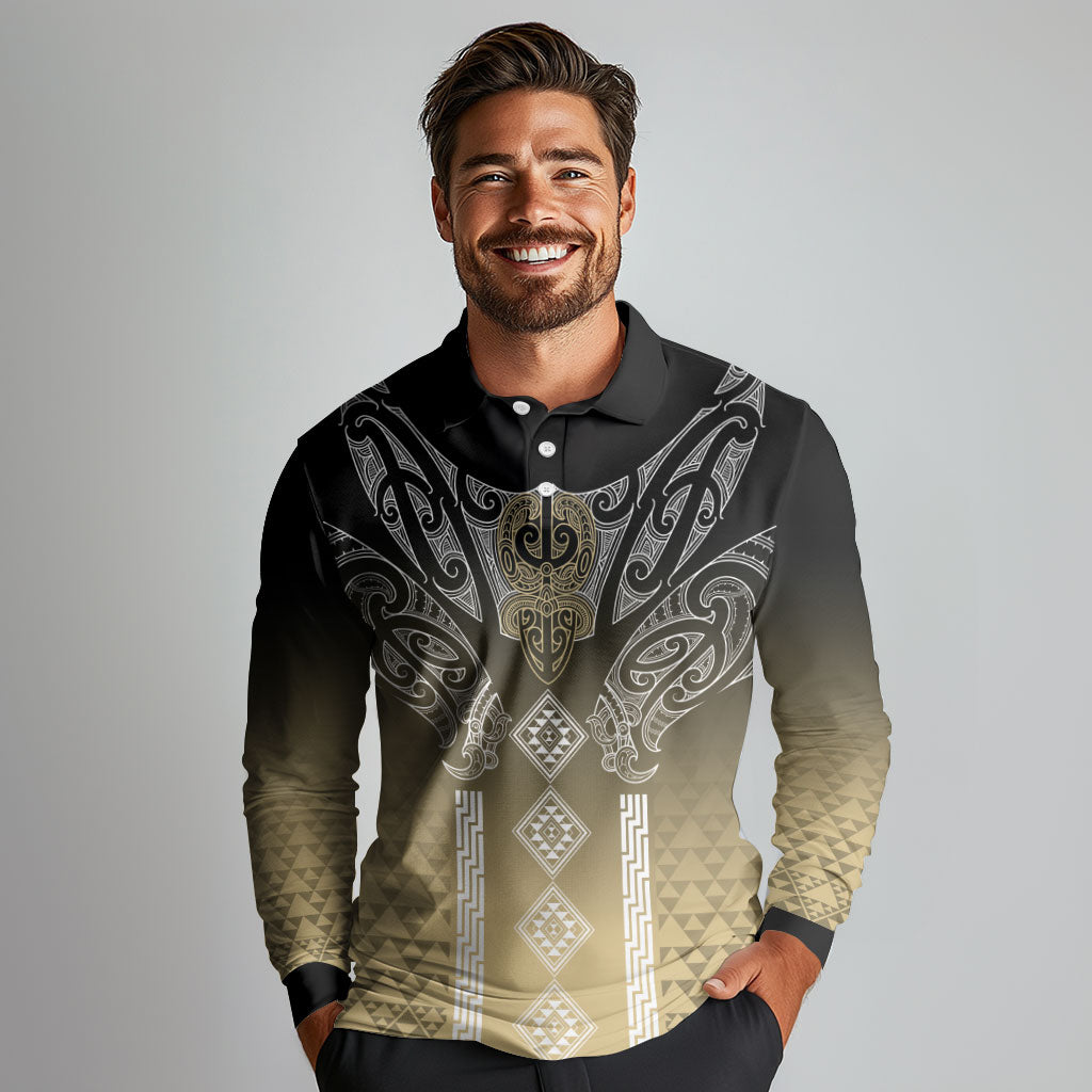 Aotearoa Maori Iwi Heritage Long Sleeve Polo Shirt Waikato Tainui Parauri LT7 - Polynesian Pride