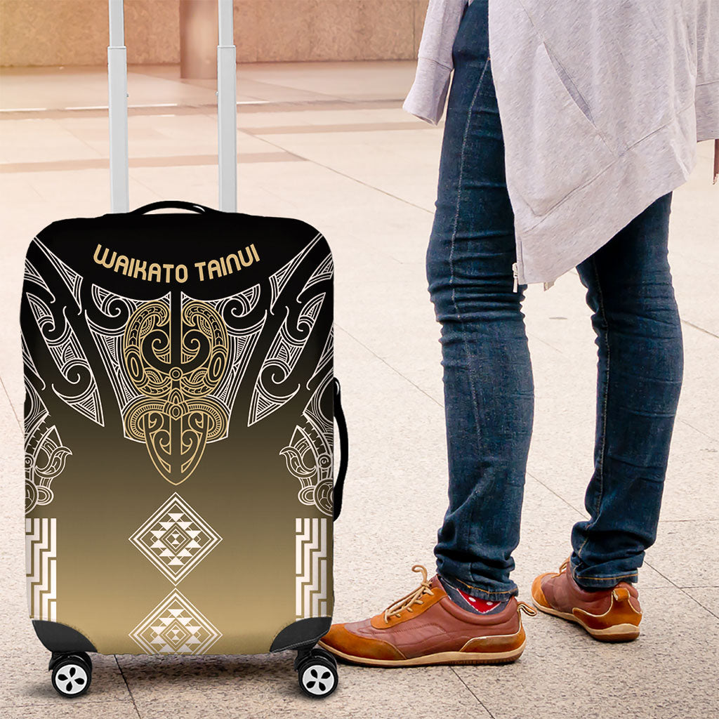 Aotearoa Maori Iwi Heritage Luggage Cover Waikato Tainui Parauri LT7 Earth Gold - Polynesian Pride