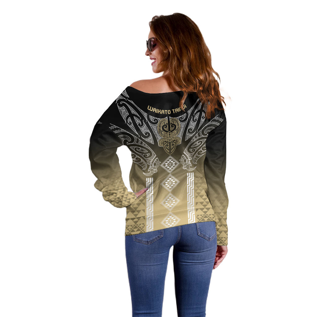 Aotearoa Maori Iwi Heritage Off Shoulder Sweater Waikato Tainui Parauri LT7 - Polynesian Pride