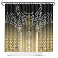 Aotearoa Maori Iwi Heritage Shower Curtain Waikato Tainui Parauri LT7 Earth Gold - Polynesian Pride