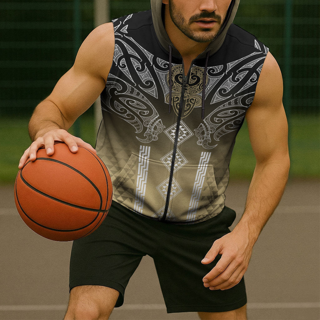 Aotearoa Maori Iwi Heritage Sleeveless Zip Hoodie Waikato Tainui Parauri LT7 - Polynesian Pride