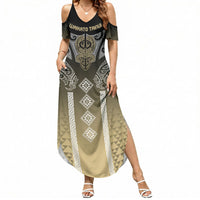 Aotearoa Maori Iwi Heritage Summer Maxi Dress Waikato Tainui Parauri LT7 Women Earth Gold - Polynesian Pride