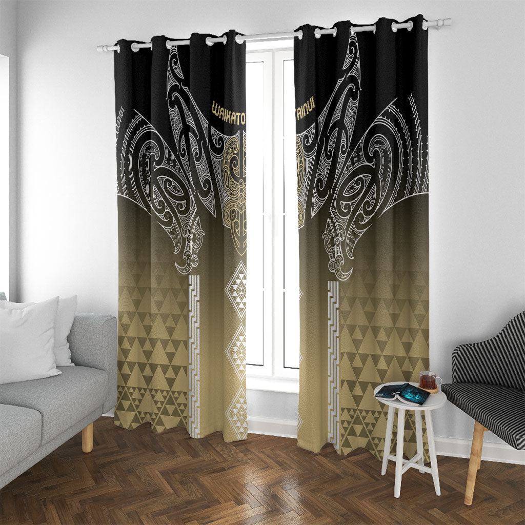 Aotearoa Maori Iwi Heritage Window Curtain Waikato Tainui Parauri LT7 With Grommets Earth Gold - Polynesian Pride