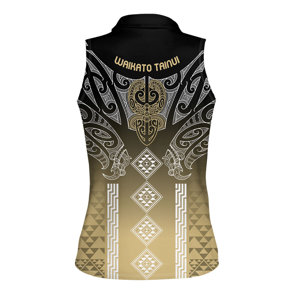 Aotearoa Maori Iwi Heritage Women Sleeveless Polo Shirt Waikato Tainui Parauri LT7 - Polynesian Pride