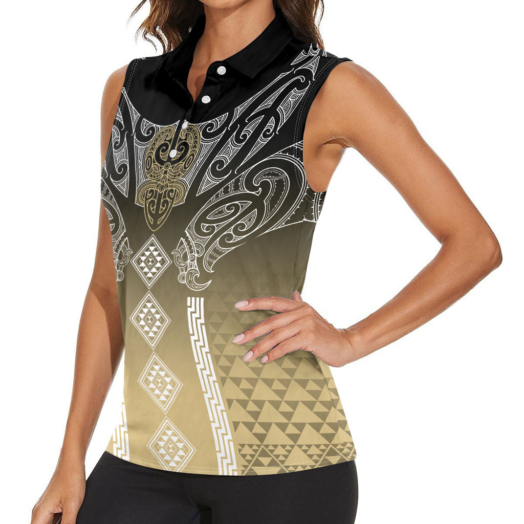 Aotearoa Maori Iwi Heritage Women Sleeveless Polo Shirt Waikato Tainui Parauri LT7 - Polynesian Pride