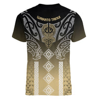 Aotearoa Maori Iwi Heritage Women V-Neck T-Shirt Waikato Tainui Parauri LT7 - Polynesian Pride