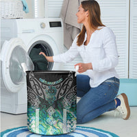 Aotearoa Maori Iwi Heritage Laundry Basket Ngati Kahungunu Paua Shell Turquoise LT7 - Polynesian Pride