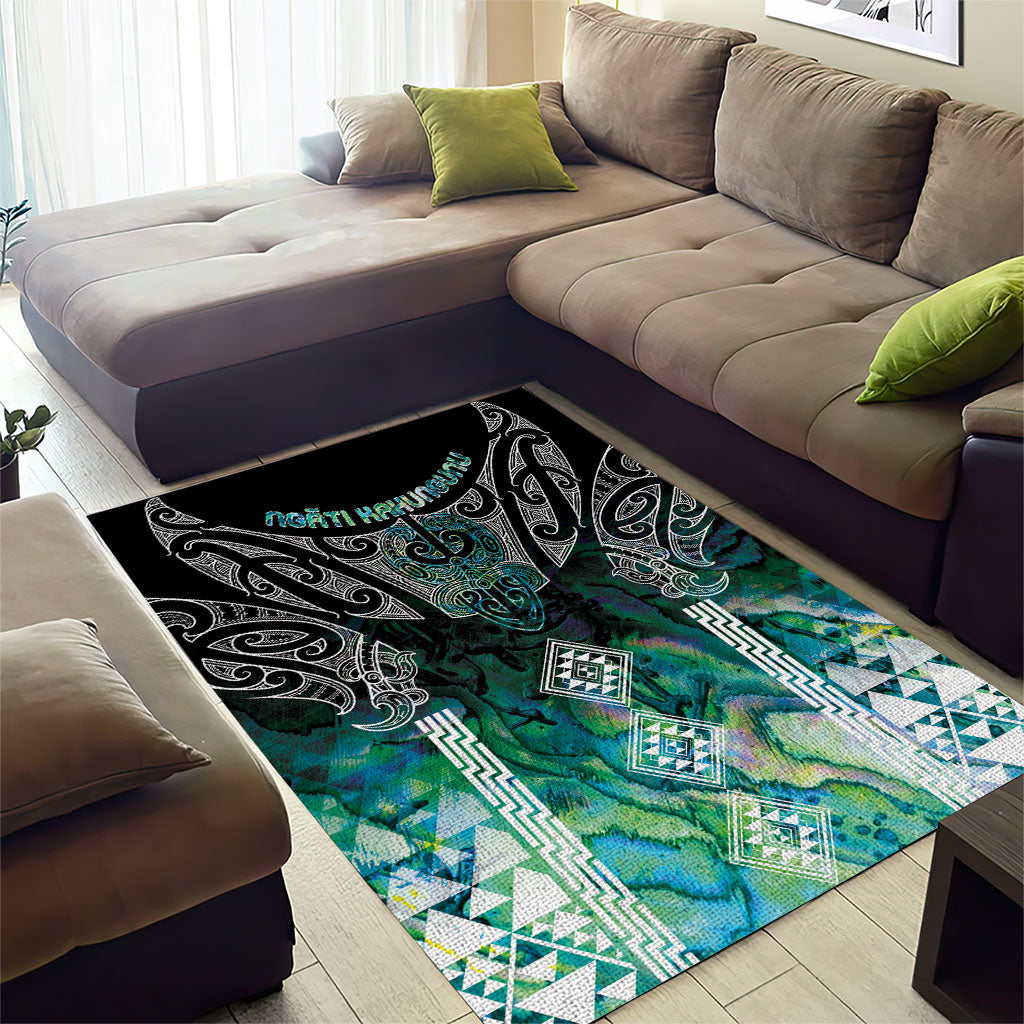 Aotearoa Maori Iwi Heritage Area Rug Ngati Kahungunu Paua Shell Turquoise LT7 - Polynesian Pride