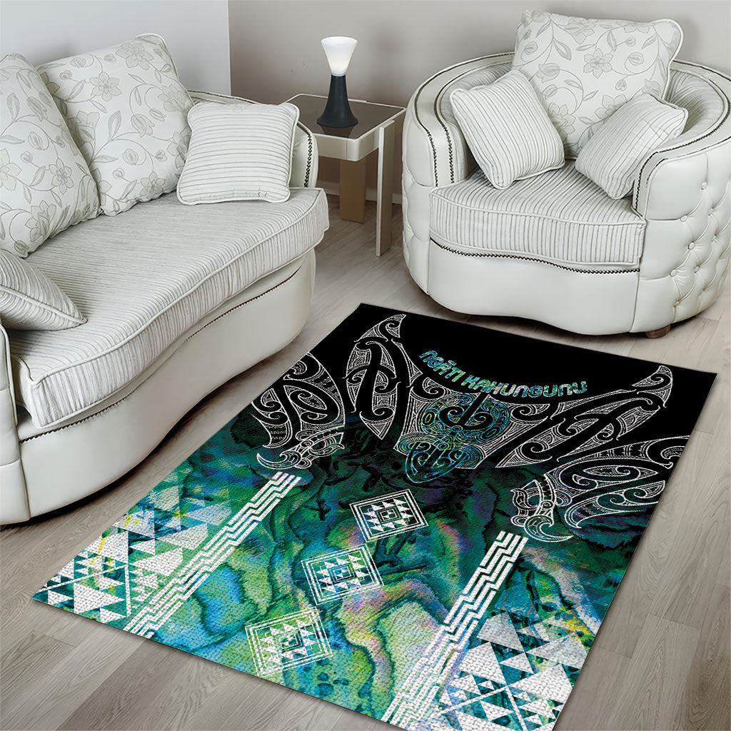 Aotearoa Maori Iwi Heritage Area Rug Ngati Kahungunu Paua Shell Turquoise LT7 - Polynesian Pride