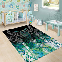 Aotearoa Maori Iwi Heritage Area Rug Ngati Kahungunu Paua Shell Turquoise LT7 - Polynesian Pride