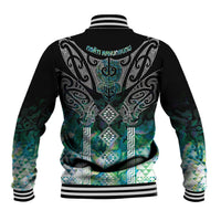 Aotearoa Maori Iwi Heritage Baseball Jacket Ngati Kahungunu Paua Shell Turquoise LT7 - Polynesian Pride