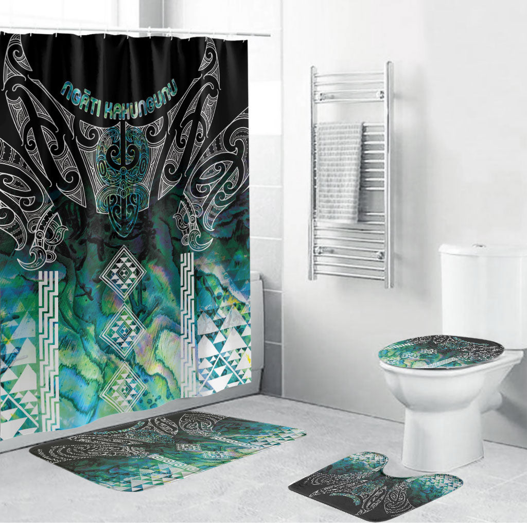 Aotearoa Maori Iwi Heritage Bathroom Set Ngati Kahungunu Paua Shell Turquoise LT7 Bathroom Set (4 pcs) Green Blue - Polynesian Pride