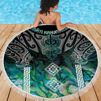 Aotearoa Maori Iwi Heritage Beach Blanket Ngati Kahungunu Paua Shell Turquoise LT7 - Polynesian Pride