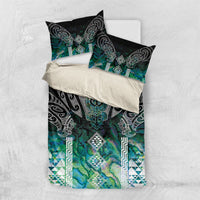 Aotearoa Maori Iwi Heritage Bedding Set Ngati Kahungunu Paua Shell Turquoise LT7 US Twin 172cm x 218cm Green Blue - Polynesian Pride