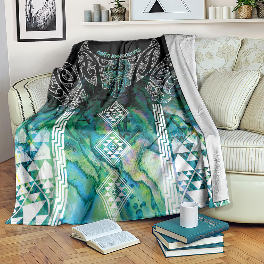 Aotearoa Maori Iwi Heritage Blanket Ngati Kahungunu Paua Shell Turquoise LT7 Green Blue - Polynesian Pride