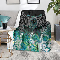 Aotearoa Maori Iwi Heritage Blanket Ngati Kahungunu Paua Shell Turquoise LT7 - Polynesian Pride