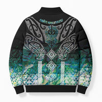 Aotearoa Maori Iwi Heritage Bomber Puffer Jacket Ngati Kahungunu Paua Shell Turquoise LT7 - Polynesian Pride