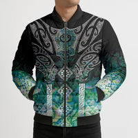 Aotearoa Maori Iwi Heritage Bomber Puffer Jacket Ngati Kahungunu Paua Shell Turquoise LT7 - Polynesian Pride