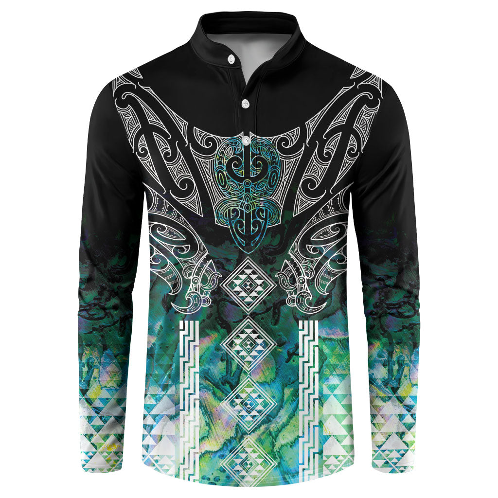 Aotearoa Maori Iwi Heritage Button Sweatshirt Ngati Kahungunu Paua Shell Turquoise LT7 Green Blue - Polynesian Pride
