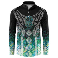 Aotearoa Maori Iwi Heritage Button Sweatshirt Ngati Kahungunu Paua Shell Turquoise LT7 Green Blue - Polynesian Pride