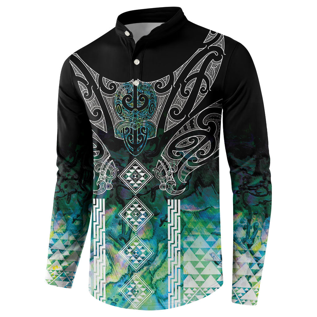 Aotearoa Maori Iwi Heritage Button Sweatshirt Ngati Kahungunu Paua Shell Turquoise LT7 - Polynesian Pride