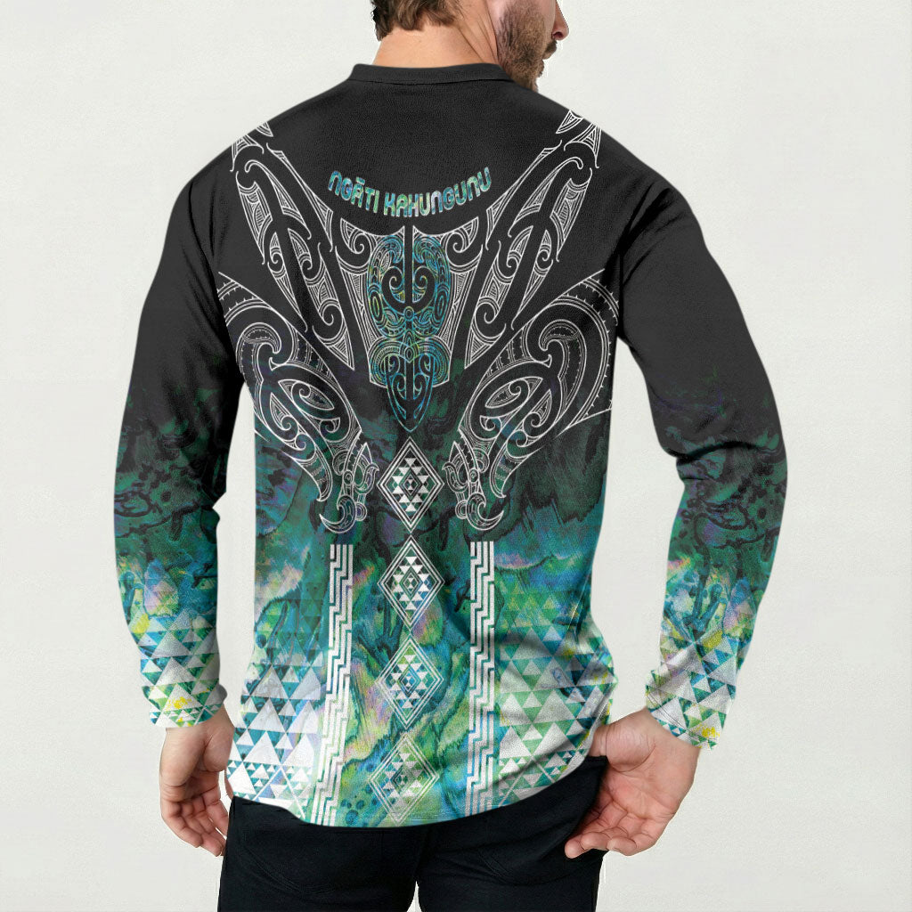 Aotearoa Maori Iwi Heritage Button Sweatshirt Ngati Kahungunu Paua Shell Turquoise LT7 - Polynesian Pride