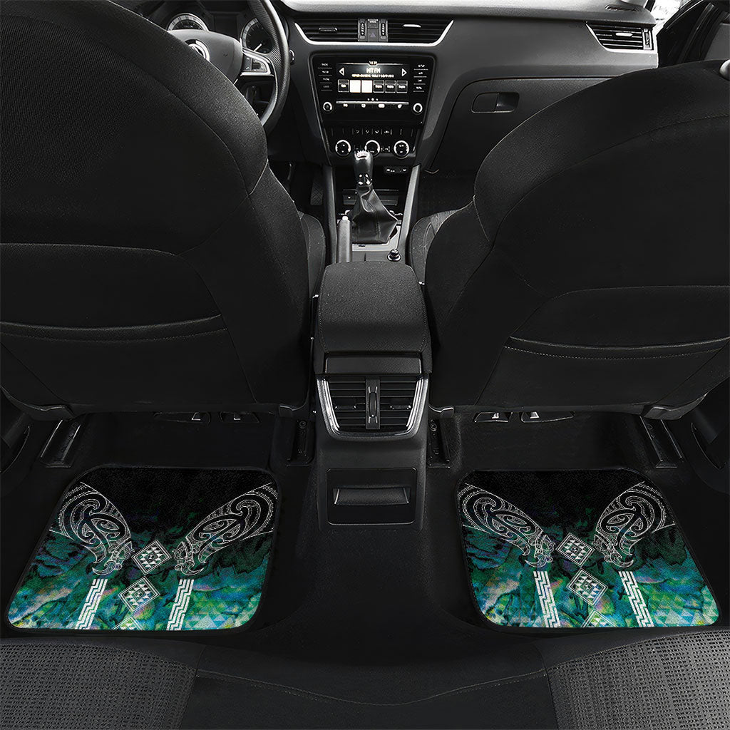 Aotearoa Maori Iwi Heritage Car Mats Ngati Kahungunu Paua Shell Turquoise LT7 Set 2pcs - Back Green Blue - Polynesian Pride