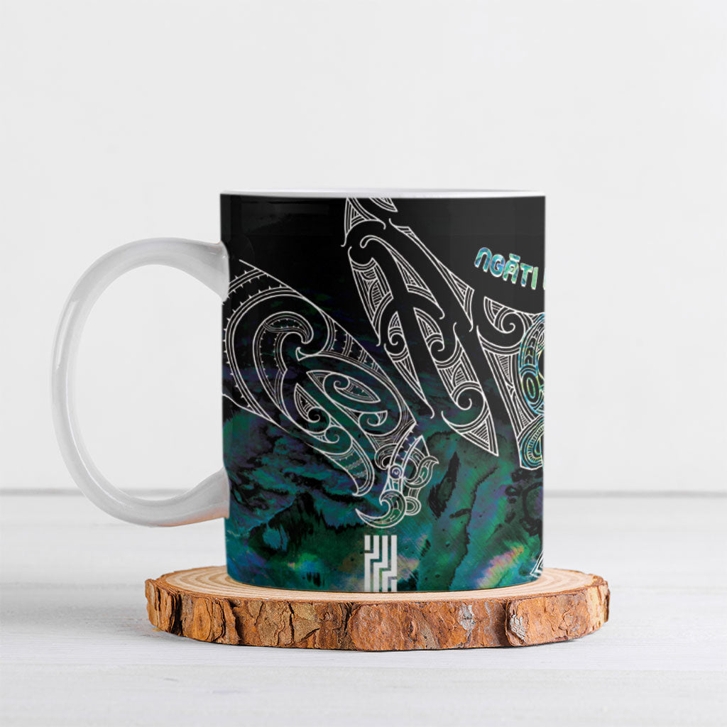 Aotearoa Maori Iwi Heritage Ceramic Mug Ngati Kahungunu Paua Shell Turquoise LT7 Green Blue - Polynesian Pride