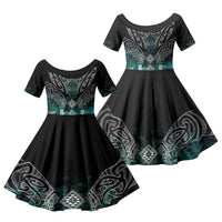 Aotearoa Maori Iwi Heritage Family Matching Summer Maxi Dress and Hawaiian Shirt Ngati Kahungunu Paua Shell Turquoise LT7 Daughter's Dress Green Blue - Polynesian Pride